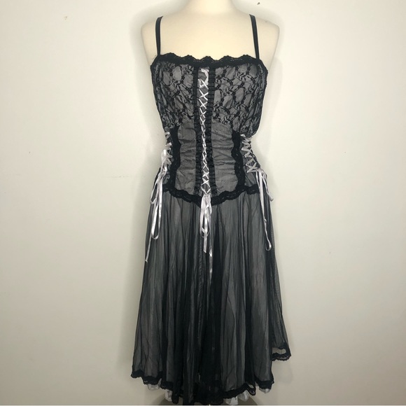 VINTAGE | MORBID THREADS Corset Goth Fairy Tulle Lace-Up Corset Dress Size 24